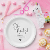 Assiettes En Carton Noir et blanc Oh Baby Baby shower moderne Boho (Fête)