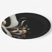 Assiettes En Carton Noir et or élégant moderne (Angle)