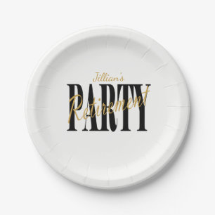 Assiettes En Carton Noir et plats de partie de retraite d'or
