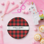 Assiettes En Carton Noir et rouge Buffalo Plaid Russe Mariage (Fête)