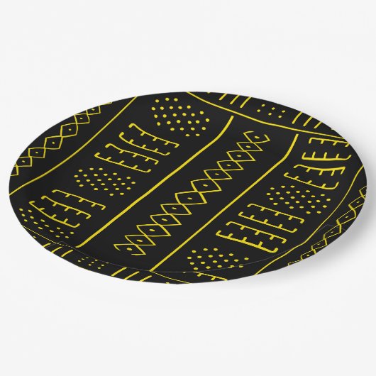 Assiettes En Carton Noir et style d'Africain d'or (Angle)