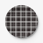 Assiettes En Carton Noir Fenêtre Plaid Grid Stripes Design Motif (Devant)
