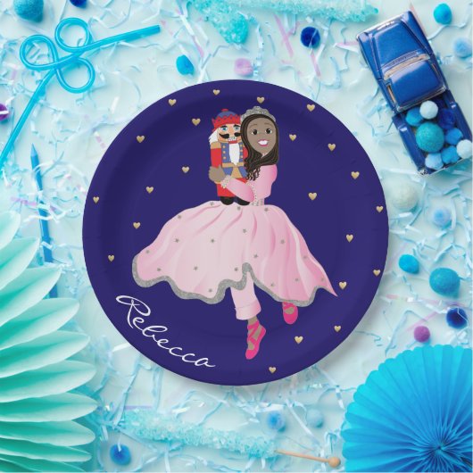 Assiettes En Carton Noir Foncé Haired Ballerina Clara Plaque en papier (Fête)