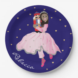 Assiettes En Carton Noir Foncé Haired Ballerina Clara Plaque en papier