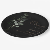 Assiettes En Carton Noir Formal Minimal Eucalyptus Mariage (Angle)