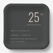 Assiettes En Carton Noir Gras Minimal Blush Chaque Année Anniversaire (Recto)