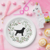 Assiettes En Carton Noir Labrador Elegant Chien Retriever Noël (Fête)