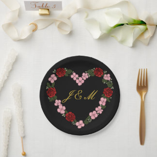 Assiettes en carton noir mariage