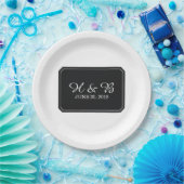 Assiettes En Carton Noir Mariage Simplement Élégant (Fête)