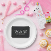 Assiettes En Carton Noir Mariage Simplement Élégant (Fête)