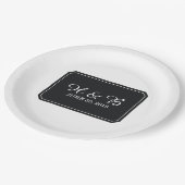 Assiettes En Carton Noir Mariage Simplement Élégant (Angle)