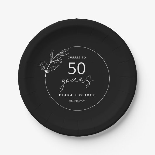Assiettes En Carton Noir minimum 50 ans mariage anniversaire (Devant)