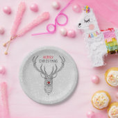 Assiettes En Carton Noir moderne géométrique Cerf de Noël (Fête)