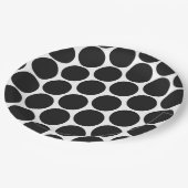 ASSIETTES EN CARTON NOIR MODERNE, POIS BLANCS (Angle)