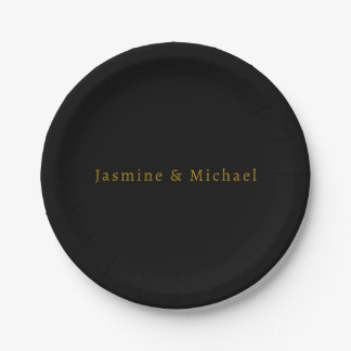 Assiettes En Carton Noir & Or Cute Minimaliste Nom propre