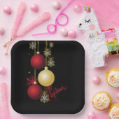 Assiettes En Carton Noir, Or et Rouge Noël (Fête)
