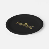 Assiettes En Carton Noir & Or Félicitations Classe De Graduation (Angle)