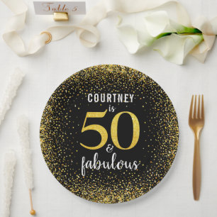 Assiettes En Carton Noir or personnalisé 50 et papier gras fabuleux