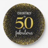 Assiettes En Carton Noir or personnalisé 50 et papier gras fabuleux (Devant)