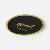 Assiettes En Carton Noir & Or Simple Brush Moderne Graduation Script (Angle)