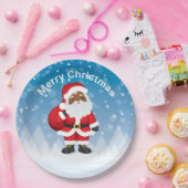 Assiettes En Carton Noir Père Noël Joyeux Plaque de papier de Noël (Fête)