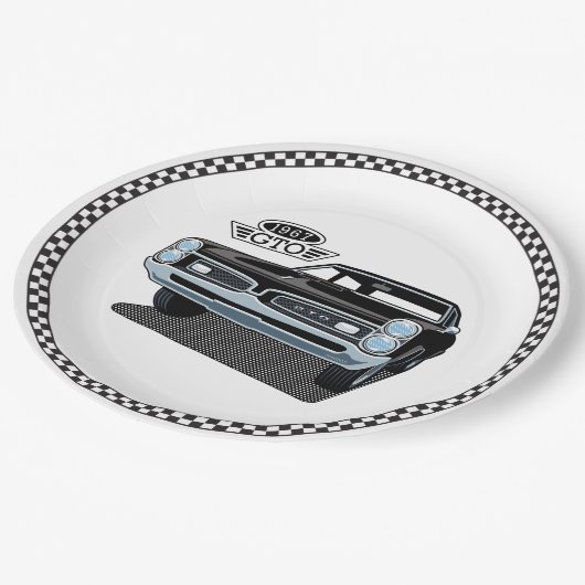 Assiettes En Carton Noir Pontiac GTO 1967 (Angle)