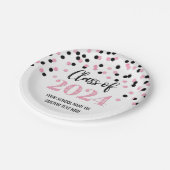 Assiettes En Carton Noir rose Confetti Graduation 2024 (Angle)
