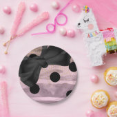 Assiettes En Carton Noir rose et or Pois Chic Bow Glam Party (Fête)