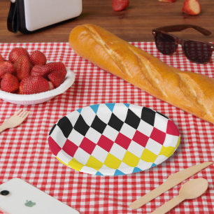 Assiettes En Carton Noir rouge jaune Bavaria Motif Drapeau Diamant