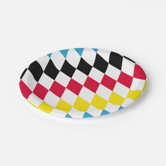 Assiettes En Carton Noir rouge jaune Bavaria Motif Drapeau Diamant (Angle)