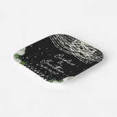 Assiettes En Carton Noir Russe Blanc Roses Chaîne Lumière Mariage (Angulaire)