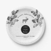 Assiettes En Carton Noir Rustique Blanc Vacances Affaires Logo Noël (Devant)