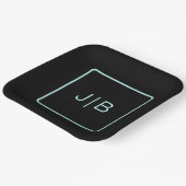 Assiettes En Carton Noir simple et personnalisable turquoise (Angulaire)