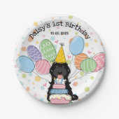 Assiettes En Carton Noir Tuxedo Cockapoo Cavapoo Chien Anniversaire (Devant)