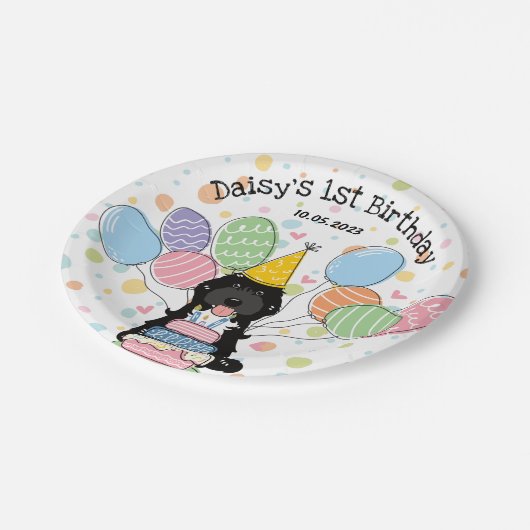 Assiettes En Carton Noir Tuxedo Cockapoo Cavapoo Chien Anniversaire (Angle)