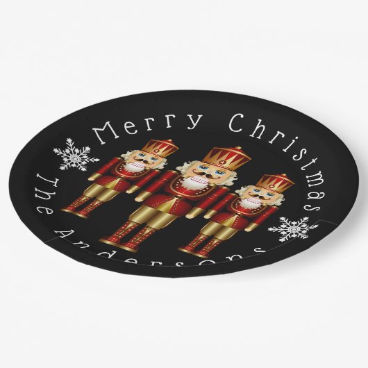 Assiettes En Carton Noirs rouges et dorés  (Angle)