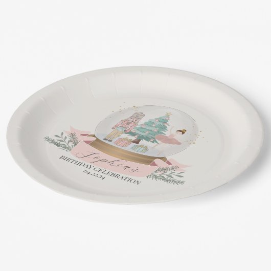 Assiettes En Carton noisette rose plaques de fête d'anniversaire (Angle)