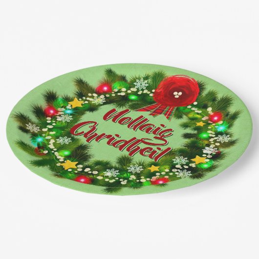 Assiettes En Carton Nollaig Chridheil Noël écossais 9" (Angle)