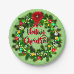 Assiettes En Carton Nollaig Chridheil Scottish Christmas 7"