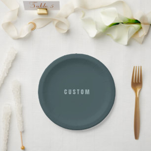 Assiettes En Carton Nom au look moderne et élégant Bleu gris