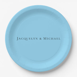 Assiettes En Carton Nom chimique élégant minimaliste bleu clair
