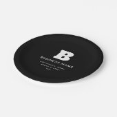 Assiettes En Carton Nom commercial modifiable et Slogan | Noir & Blanc (Angle)