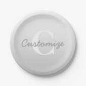 Assiettes En Carton Nom cursif ou autre texte avec monogramme | Dégrad (Devant)