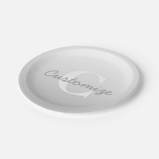 Assiettes En Carton Nom cursif ou autre texte avec monogramme | Dégrad (Angle)