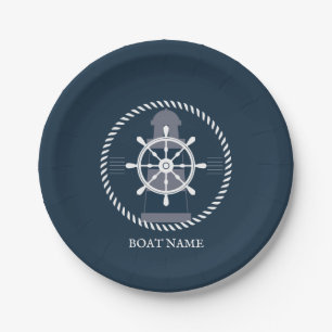Assiettes En Carton Nom de bateau nautique personnalisé