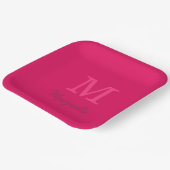 Assiettes En Carton Nom de couleur de framboise et monogramme initial (Angulaire)