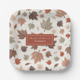 Assiettes En Carton Nom de famille Feuilles d'automne Reconnaissant Bé