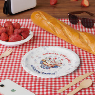 Assiettes En Carton Nom de famille personnalisé Amérique 250 ans de li