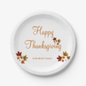 Assiettes En Carton Nom de famille personnalisé bon thanksgiving (Devant)
