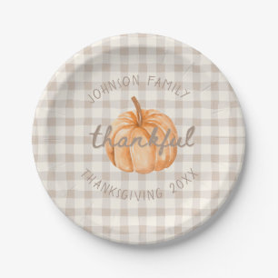 Assiettes En Carton Nom de famille personnalisé Remerciant Gingham Neu